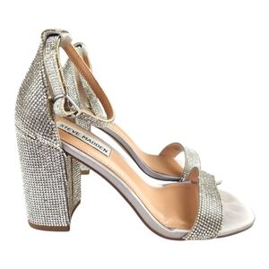 Steve Madden Gigi Sparkle Embellished Ankle Strap Sandal 7 Crystal Dressy